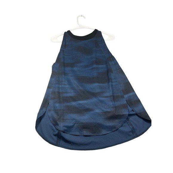 Athleta Womens S Muscle Tank Top Scallop Hem High‎ Neck Black Blue zephyr - Picture 2 of 7